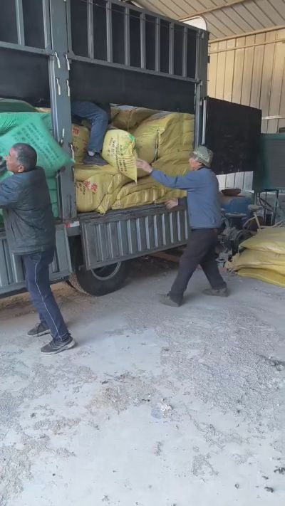 邢台发酵鸡粪，羊粪，有机肥正在卸车中