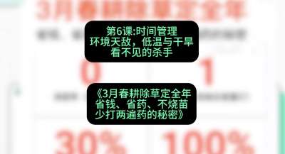 第6节：时间管理环境天敌，低温与干旱&mdash;&mdash;看不见的杀手，课程：《3月春耕除草定全年：省钱、省药、不烧苗、少打两遍药的秘密》